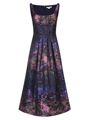 Women's June Monet Jacquard Midi-Dress - Dark Navy - Size 8