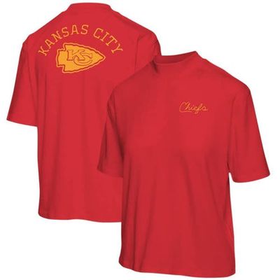 Women's Junk Food Red Kansas City Chiefs Half-Sleeve Mock Neck T-Shirt
