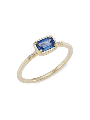 Women's Karina 14K Gold, Diamonds & Blue Sapphire Ring - Yellow Gold - Size 5 - Yellow Gold - Size 5