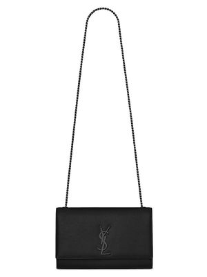 Women's Kate Medium Chain Bag In Grain De Poudre Embossed Leather - Nero