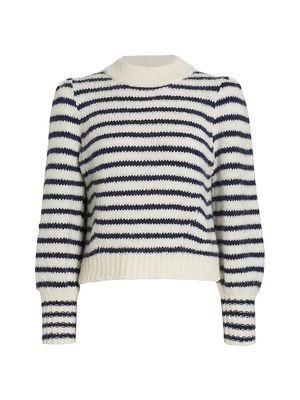 Women's Kate Stripe Sweater - Ivory Navy - Size Large - Ivory Navy - Size Large