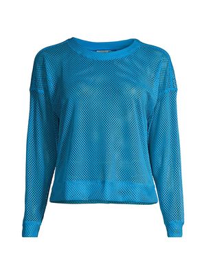 Women's Keepin' It Rio Net Mesh Pullover Top - Blue - Size XS - Blue - Size XS