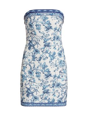 Women's Kelly Floral Strapless Minidress - Je L Adore Spring Sky - Size 4