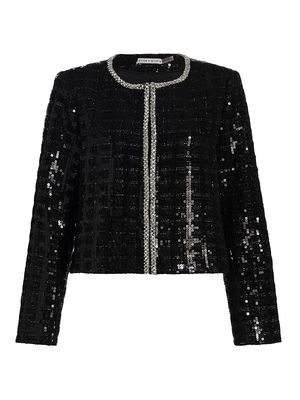 Women's Kidman Sequined Tweed Jacket - Black - Size Small