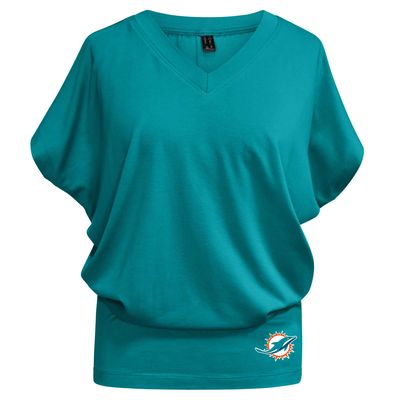 Women's Kiya Tomlin Aqua Miami Dolphins Blousy V-Neck T-Shirt