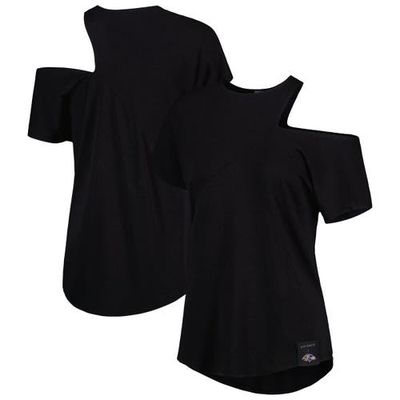 Women's KIYA TOMLIN Black Baltimore Ravens Cut Out Tri-Blend Shirt