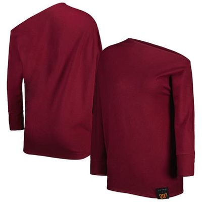 Women's KIYA TOMLIN Burgundy Washington Commanders Twisted Tri-Blend Asymmetrical 3/4-Dolman Sleeve Sweatshirt