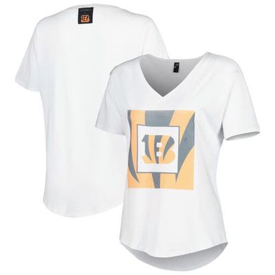 Women's KIYA TOMLIN White Cincinnati Bengals V-Neck T-Shirt