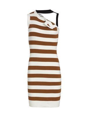 Women's Knit Striped Cut-Out Minidress - Brown - Size XS