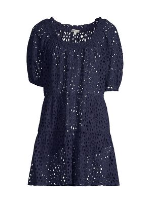 Women's Kristen Cotton Eyelet Minidress - Navy - Size Medium