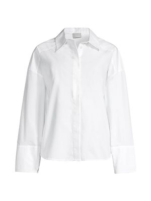 Women's Kyle Oversized Split Cotton Shirt - White - Size XS