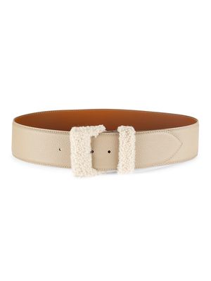 Women's La Merveilleuse Shearling & Leather Belt - Taupe - Size XS - Taupe - Size XS
