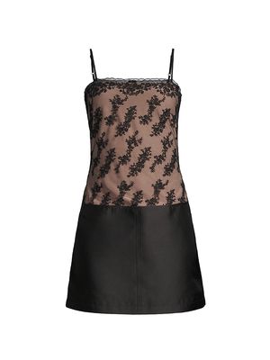 Women's Lace & Satin Minidress - Black - Size 2