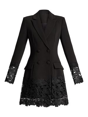 Women's Lace Blazer Minidress - Black - Size 0