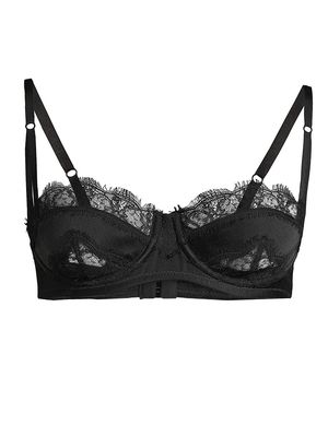 Women's Lace Inset Balconette Bra - Black - Size 32A