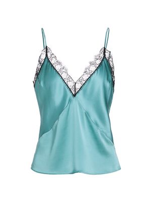 Women's Lace Inset Silk Cami - Glacier - Size Small