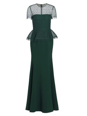 Women's Lace Peplum Gown - Seagreen - Size 0