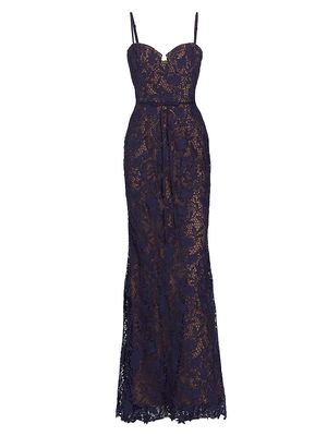 Women's Lace Sweetheart Mermaid Gown - Navy - Size 6