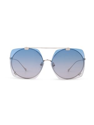Women's Last Summer 57MM Geometric Sunglasses - Blue - Blue