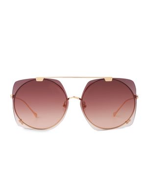 Women's Last Summer 57MM Geometric Sunglasses - Gold Gradient - Gold Gradient