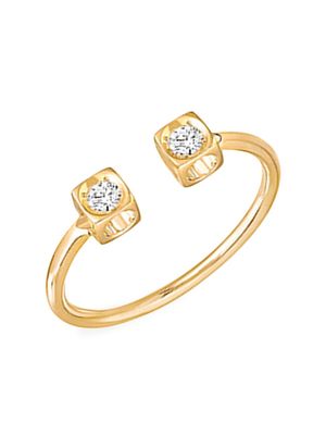 Women's Le Cube 18K Yellow Gold & Diamond Cuff Ring - Yellow Gold - Size 7.25 - Yellow Gold - Size 7.25