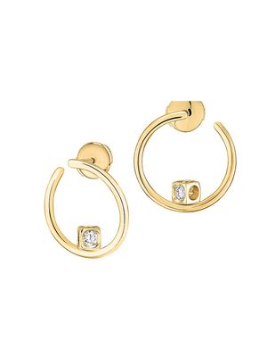 Women's Le Cube Diamant 18K Yellow Gold & Diamond Hoop Earrings - Gold - Gold
