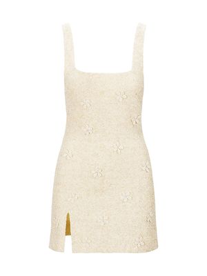 Women's Le Sable Floral Beaded Minidress - Ivory - Size Small