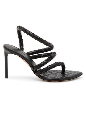 Women's Leaf 90MM Leather Sandals - Black - Size 6