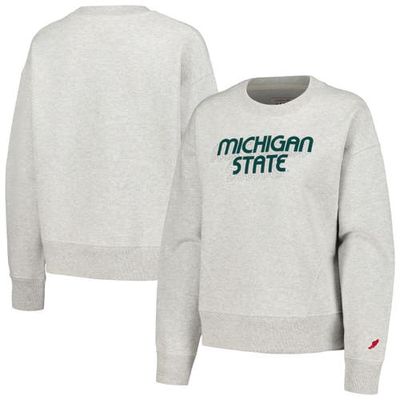 Women's League Collegiate Wear Ash Michigan State Spartans Boxy Pullover Sweatshirt