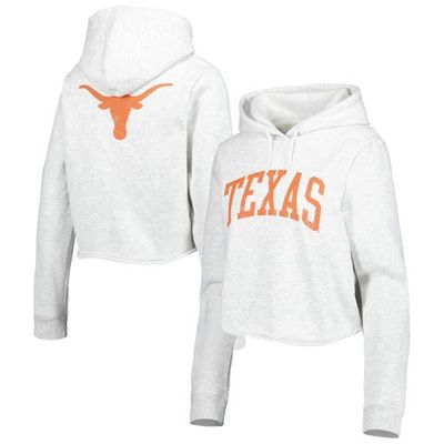 Women's League Collegiate Wear Ash Texas Longhorns 2-Hit 1636 Cropped Pullover Hoodie