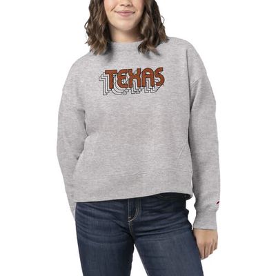 Women's League Collegiate Wear Ash Texas Longhorns Boxy Pullover Sweatshirt