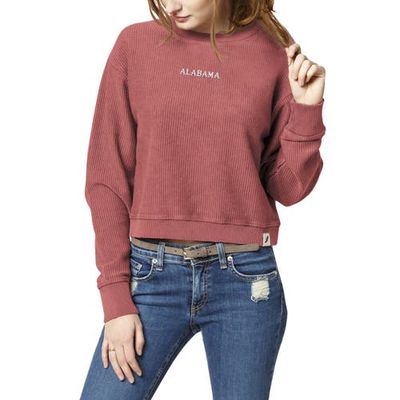 Women's League Collegiate Wear Coral Alabama Crimson Tide Timber Cropped Pullover Sweatshirt