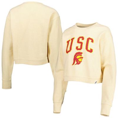 Women's League Collegiate Wear Cream USC Trojans Classic Campus Corded Timber Sweatshirt