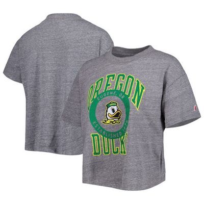 Women's League Collegiate Wear Heather Gray Oregon Ducks Intramural Midi Seal Tri-Blend T-Shirt