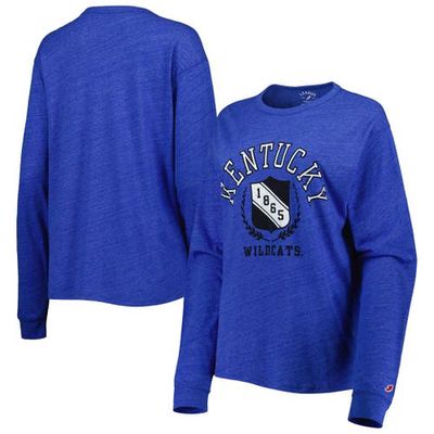 Women's League Collegiate Wear Heathered Royal Kentucky Wildcats Team Seal Victory Falls Oversized Tri-Blend Long Sleeve T-Shirt in Heather Royal at