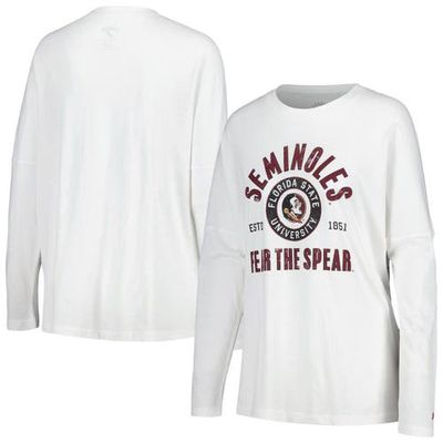 Women's League Collegiate Wear White Florida State Seminoles Clothesline Oversized Long Sleeve T-Shirt