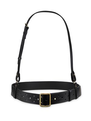 Women's Leather Harness Belt - Black