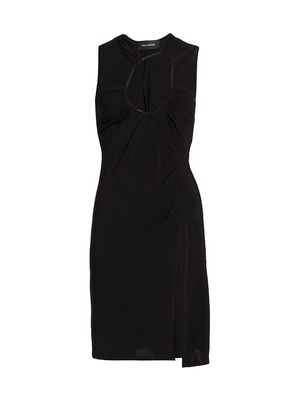 Women's Leather-Strap Bodycon Dress - Black - Size 0 - Black - Size 0