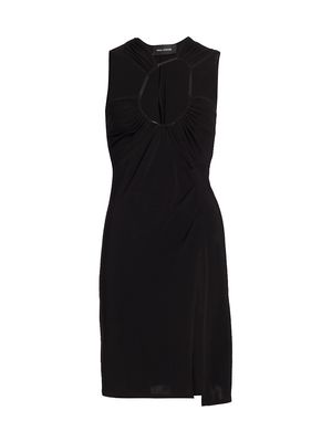 Women's Leather-Strap Bodycon Dress - Black - Size 6 - Black - Size 6