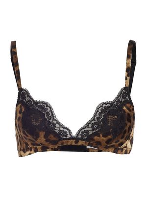 Women's Leopard Silk-Blend Triangle Bra - Leopard - Size Small