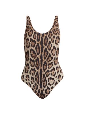 Women's Leopard Sleeveless One-Piece Swimsuit - Leo New - Size XS