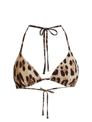 Women's Leopard Triangle Bikini Top - Leo New - Size Large