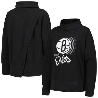 Women's Levelwear Black Brooklyn Nets Sunset Pullover Sweatshirt