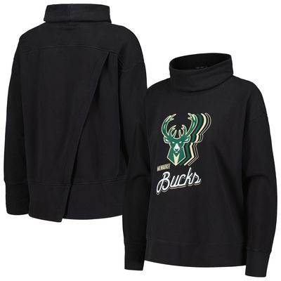 Women's Levelwear Black Milwaukee Bucks Sunset Pullover Sweatshirt