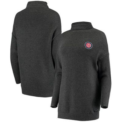 Women's Levelwear Heathered Charcoal Chicago Cubs Ribbed Pullover Sweatshirt in Heather Charcoal