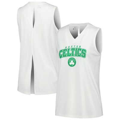 Women's Levelwear White Boston Celtics Paisley Peekaboo Tank Top