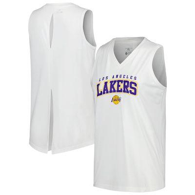 Women's Levelwear White Los Angeles Lakers Paisley Peekaboo Tank Top