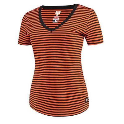 Women's Levi's Orange/Black San Francisco Giants Striped V-Neck T-Shirt