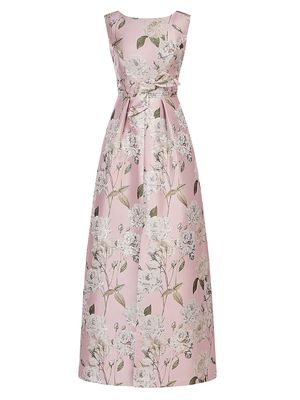 Women's Lilianna Floral Jacquard Knotted Gown - Pink Pearl - Size 10