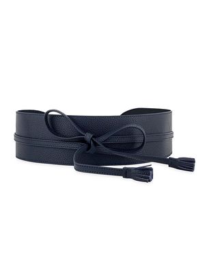 Women's L'ingénieuse Leather Corset Belt - Navy - Size Small - Navy - Size Small